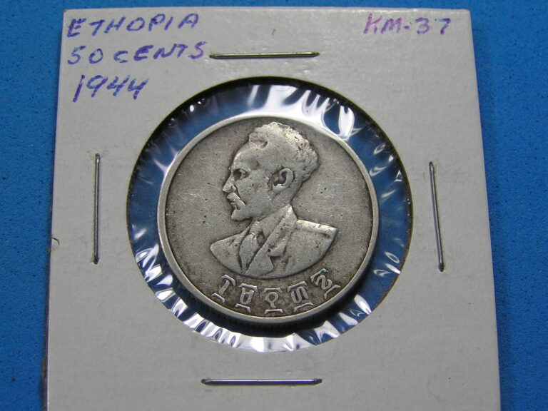 Read more about the article Ethiopia 50 Cents .800 Silver Coin 1943-1944 (EE 1936)  Free S/H after 1st item
