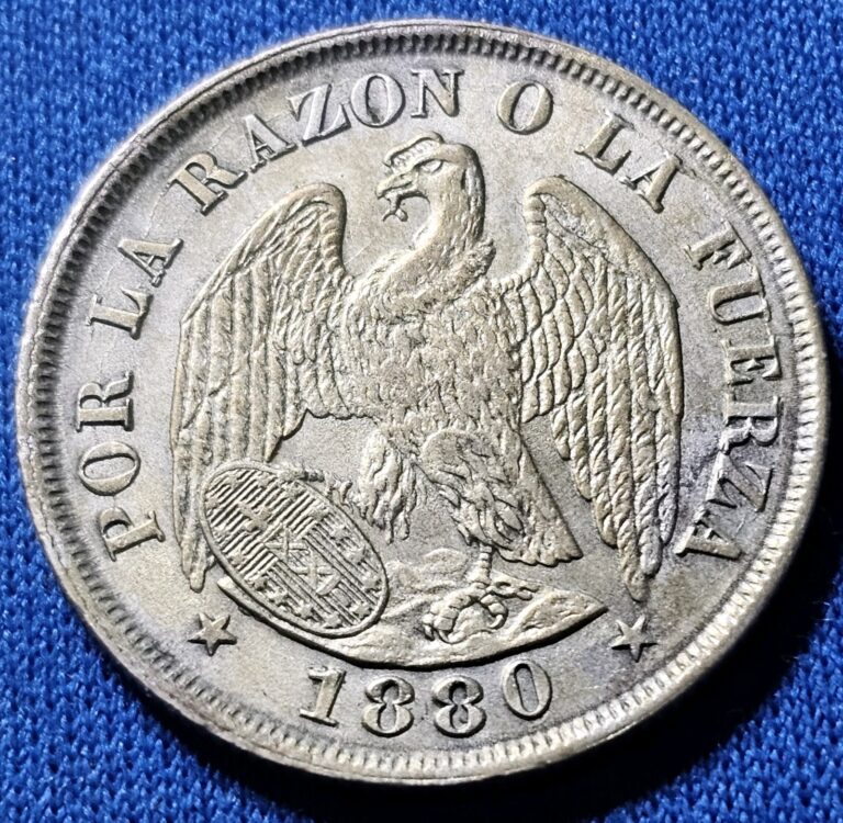 Read more about the article Chile  20 Centavos  1880  Santiago  Silver  KM:138.2 HIGH GRADE