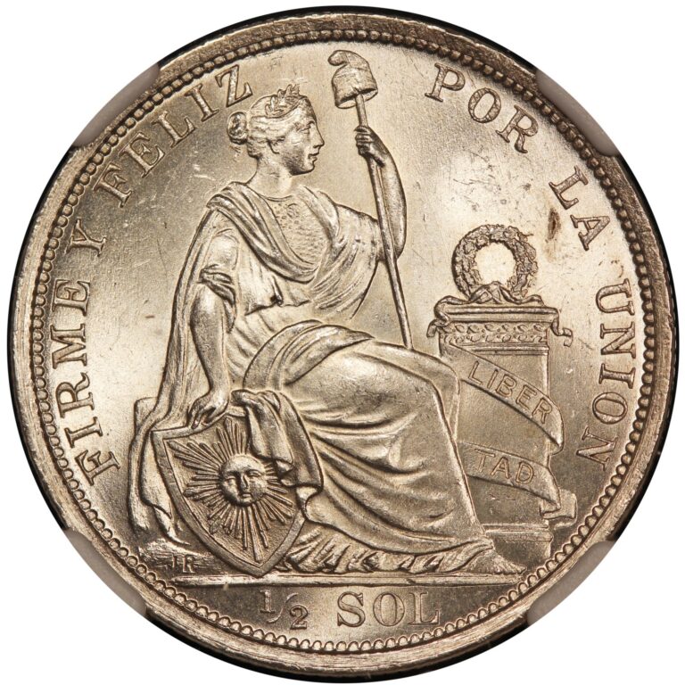 Read more about the article 1916 FG Peru 1/2 Sol Silver Coin – NGC MS 65 – KM #203