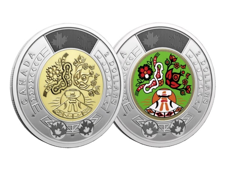 Read more about the article Set 2023 Canada $2 National Indigenous Peoples Day Colorized and Plain Toonie