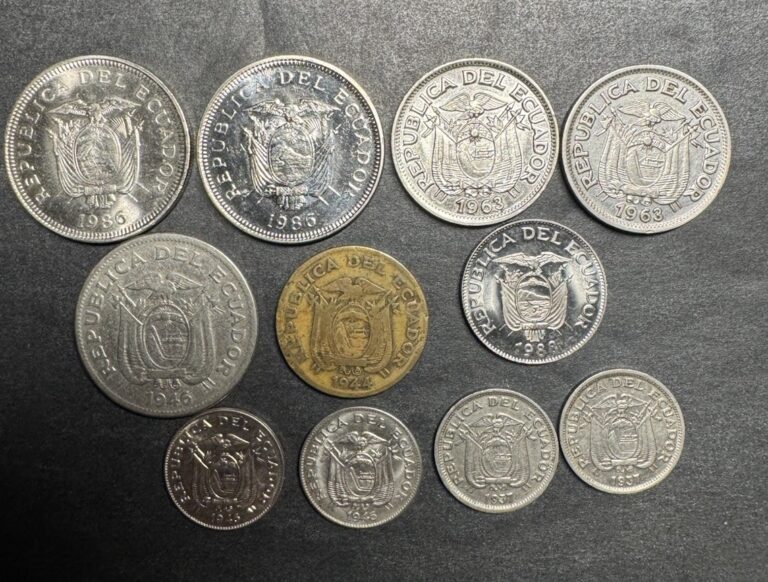 Read more about the article Ecuador Coin Collection Lot Of 11 Ecuador Coins Some UNC World Foreign Proof