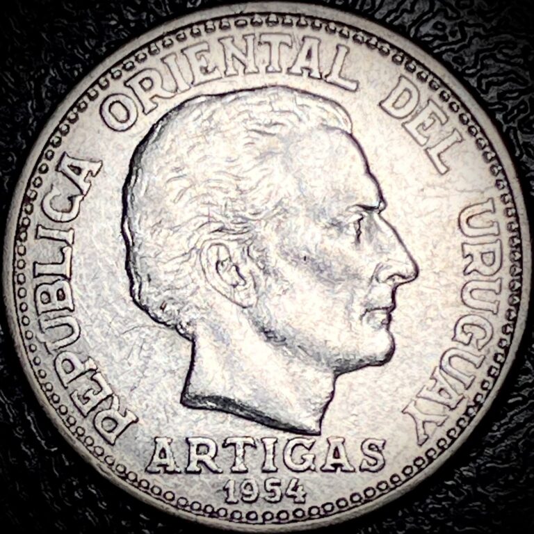 Read more about the article Uruguay 1954 – 20 Centesimos AU – .720 Silver KM#36
