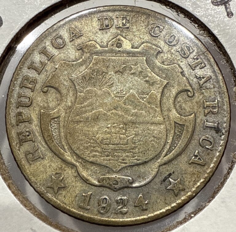 Read more about the article 1924 25 Centimos Costa Rica Twenty Five Cents Silver 25C Coin Central America