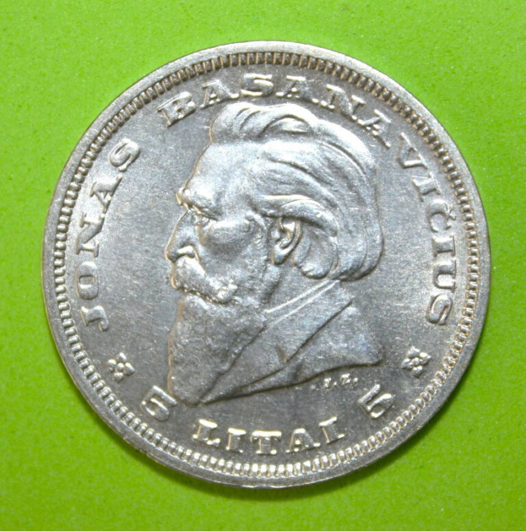 Read more about the article S7 – Lithuania 5 Litai 1936 Uncirculated Silver Coin – Dr. Jonas Basanavicius