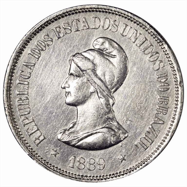Read more about the article 1889 Brazil 1000 Reis 12.75g .917 Silver 11.69g ASW