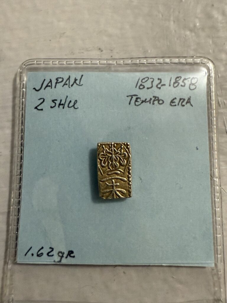 Read more about the article Japan 1832-1858 (Tempo Era) GOLD Nishu-Kin coins  Samurai Era     1 coin