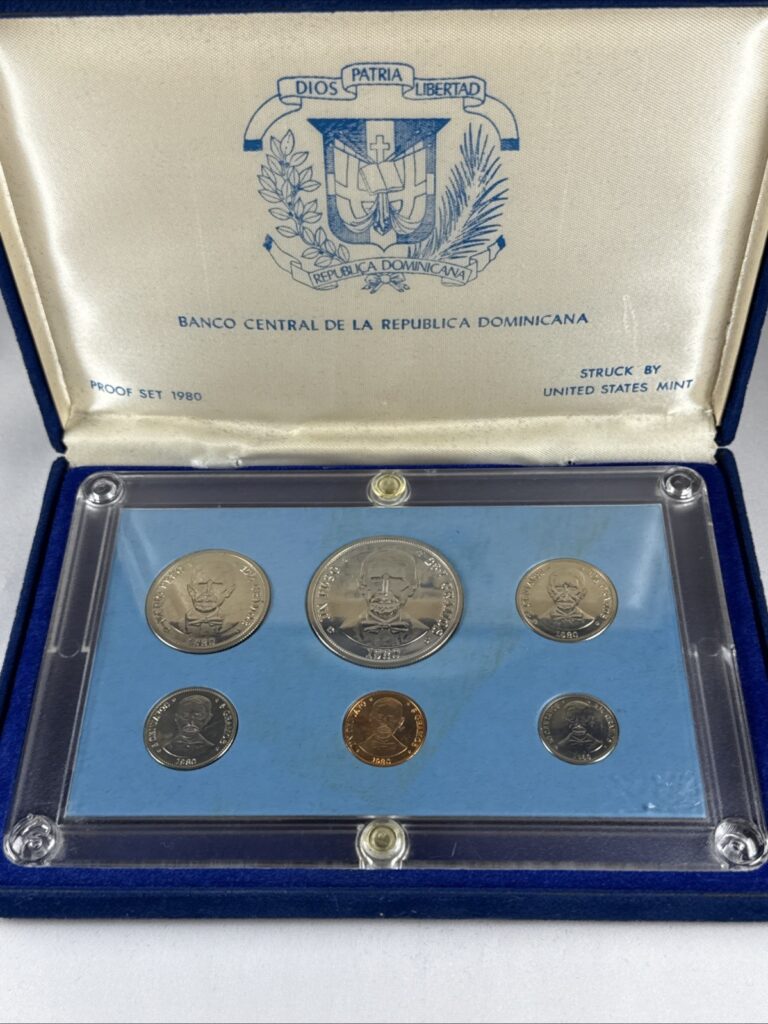 Read more about the article DOMINICAN REPUBLIC 1980 Proof Set ‘Juan Pablo Duarte’ 6 Coins w/ box