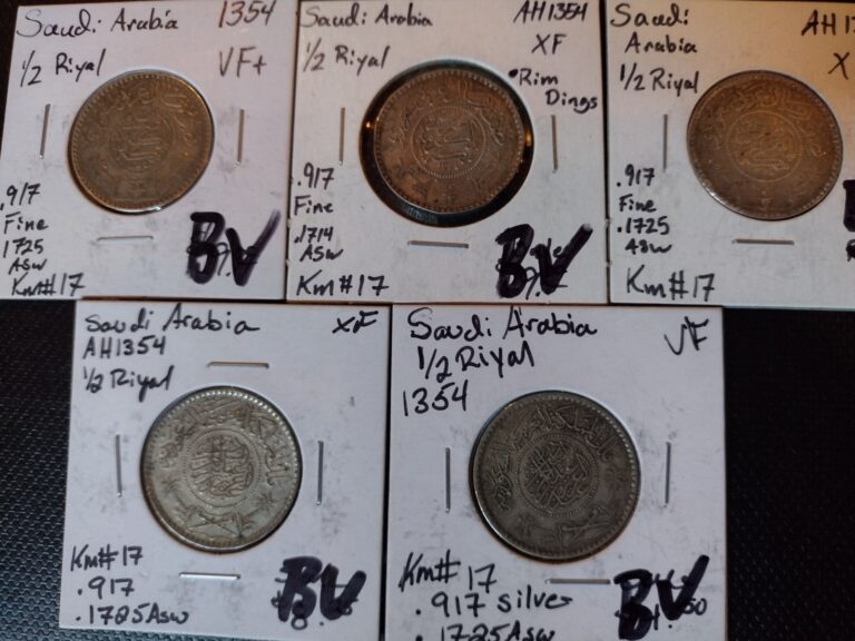 Read more about the article Silver Coin Lot Saudi Arabia 1/2 Riyal 1354