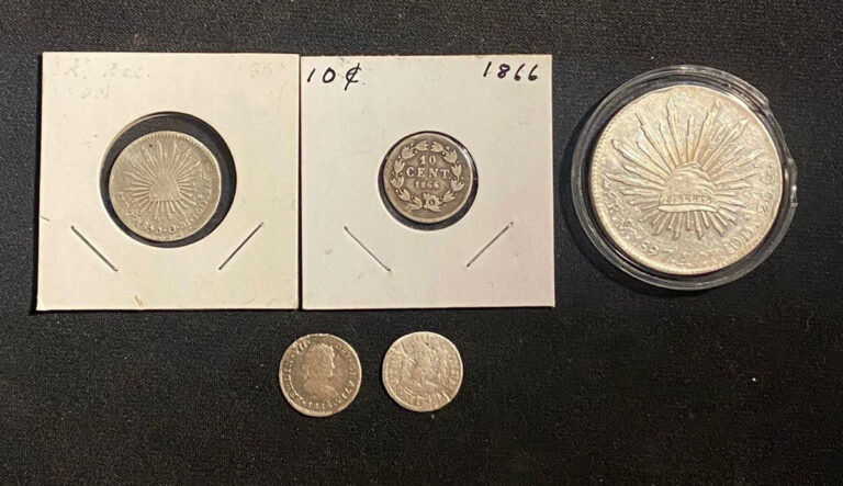 Read more about the article X5 Silver Coin Lot 1760-1887  Reales  Maximilian Habsburg 10 CENT!!!