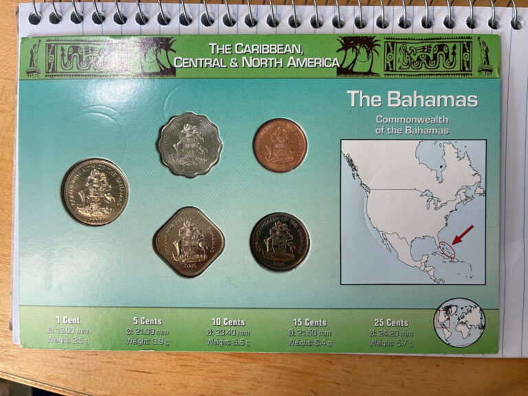 Read more about the article Littleton World Coin Mint Set   Bahamas  5 Coin Set  enclosed in card. Free ship
