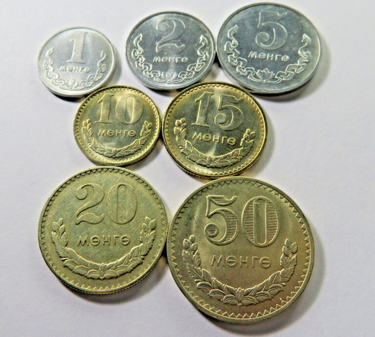 Read more about the article Mongolia Set of 7 Coins Aluminum and Copper-Nickel KM 27-33  1977-1981