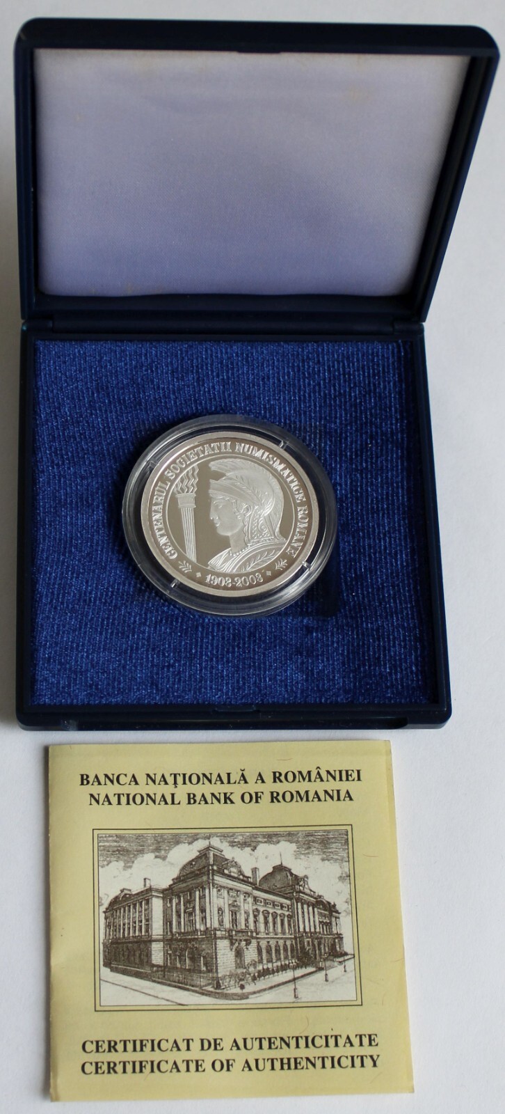 Read more about the article 2003 Romania 500 LEI Silver Proof coin  Centenary of Romanian Numismatic Society