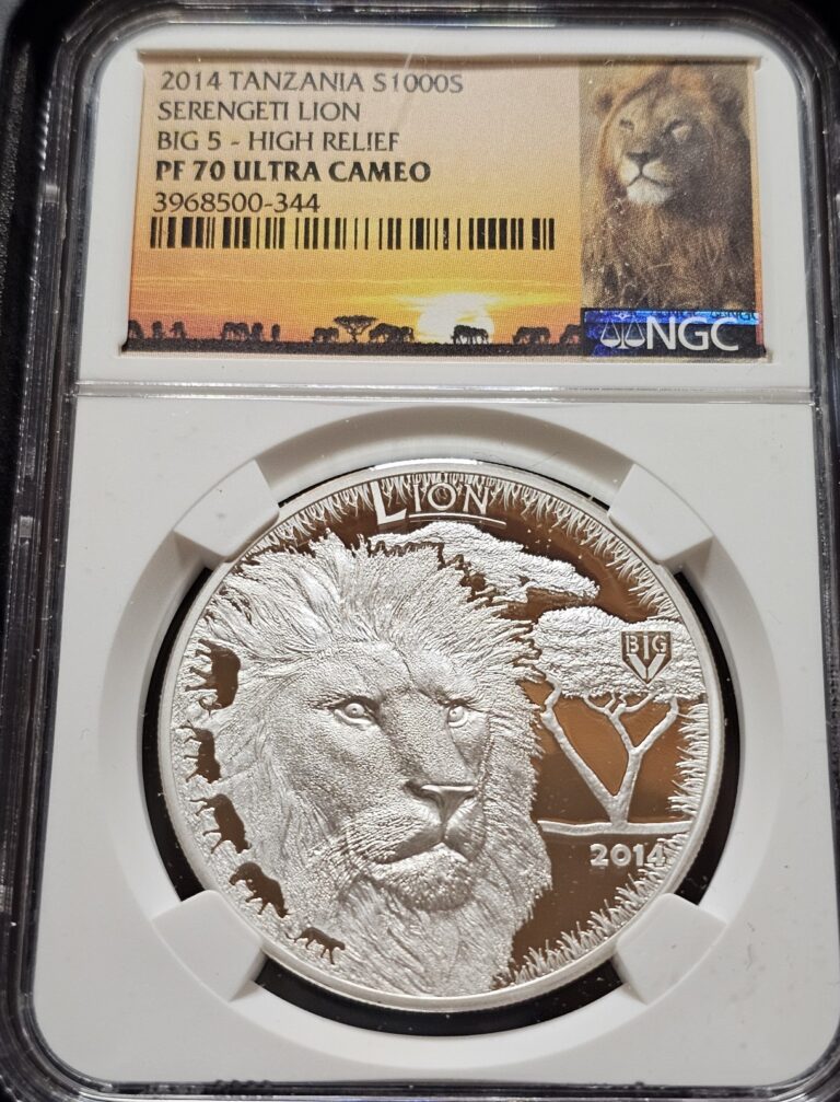 Read more about the article 2014 Tanzania 1 oz Silver Big 5 High Relief Lion NGC PF70 UC with BOX COA