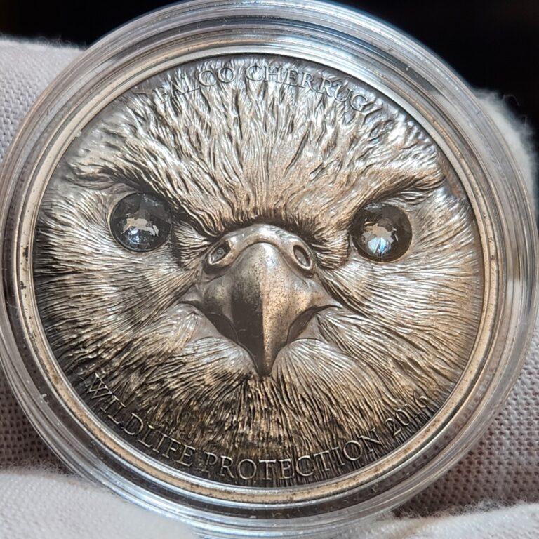 Read more about the article 2016 Mongolia 1 oz Silver 500 Togrog Wildlife Protection Saker Falcon coin