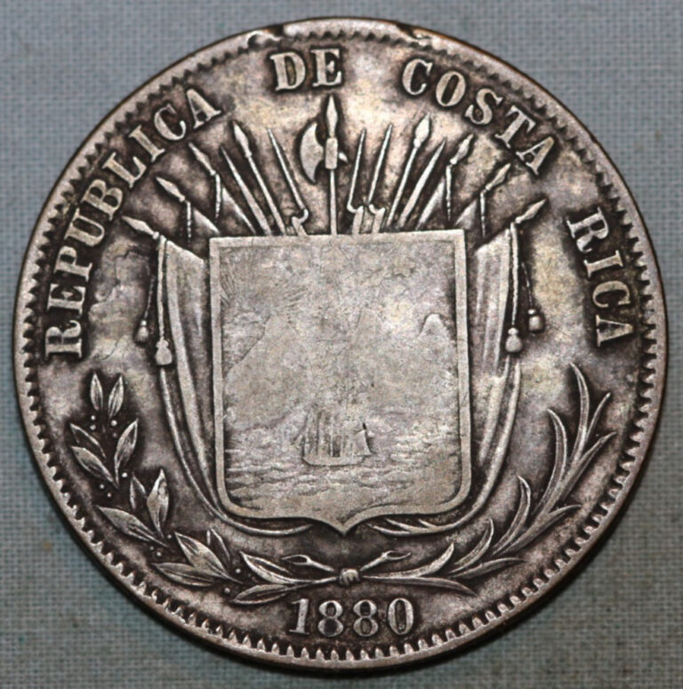 Read more about the article COSTA  RICA 1880 ~ AMERICA  CENTRAL SILVER  50  CENTAVOS