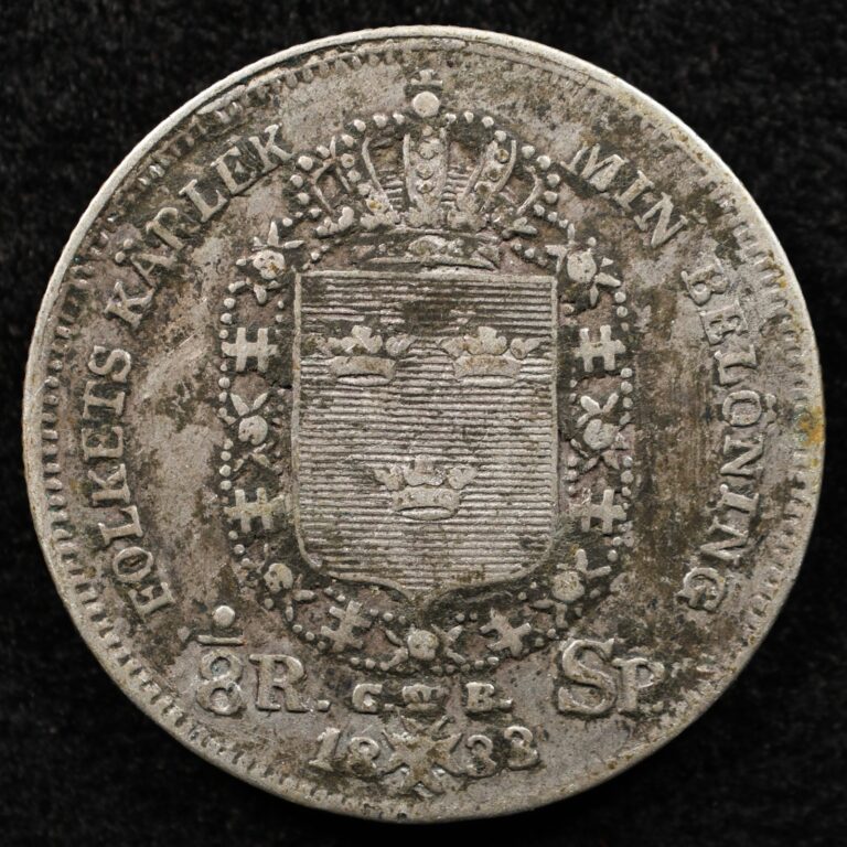 Read more about the article Sweden 1/8 Riksdaler 1833  Coin  Silver  Inv#E389