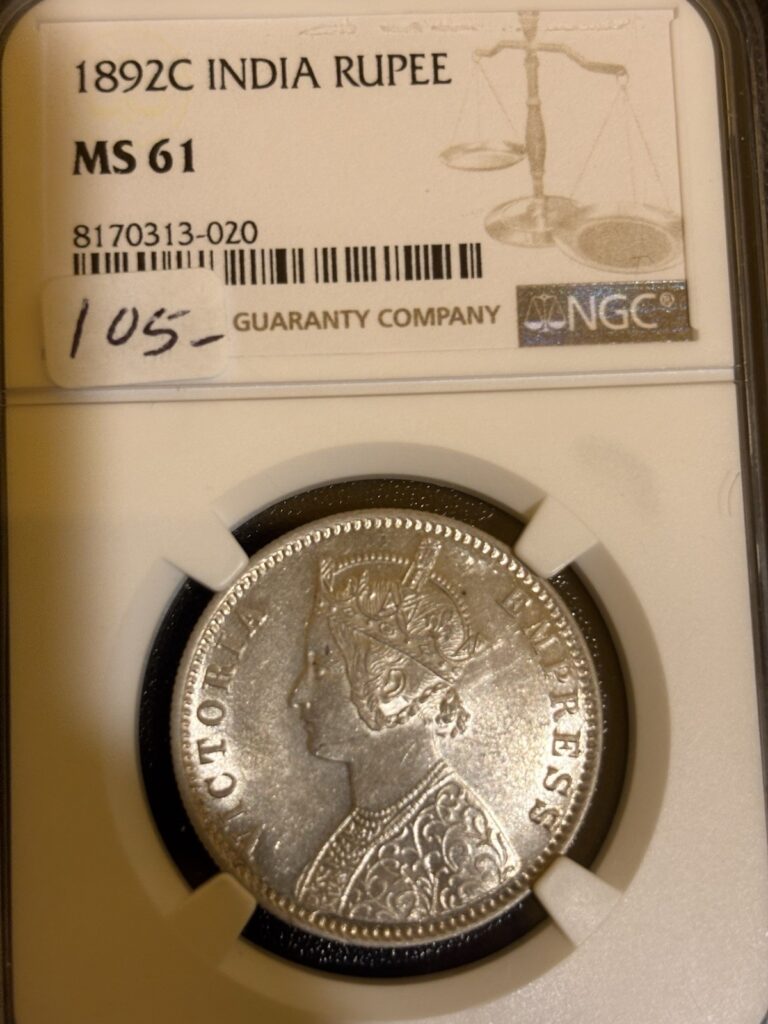 Read more about the article 1892-C British India Rupee – Ngc Ms 61 – SW-6.125