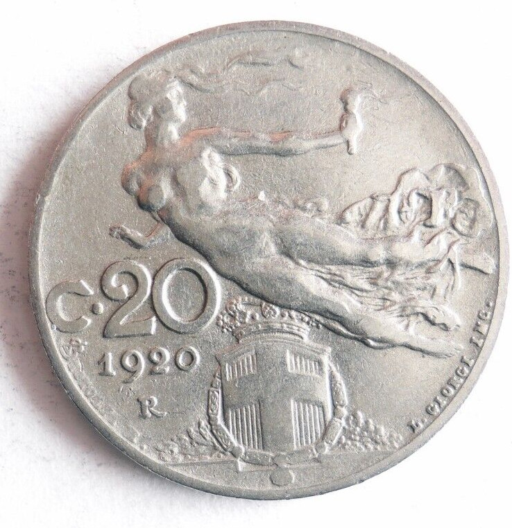 Read more about the article 1920 ITALY 20 CENTESIMI – Flying Victory – Great Coin – FREE SHIP – Italy Bin #B