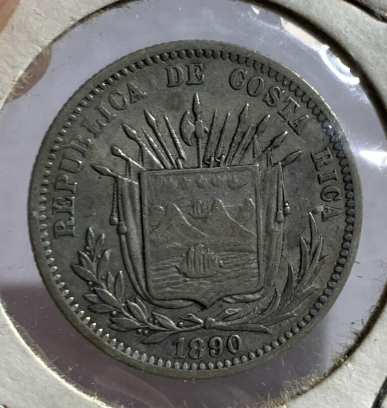 Read more about the article 1890 COSTA RICA 25 CENTOVS SILVER COIN  VF