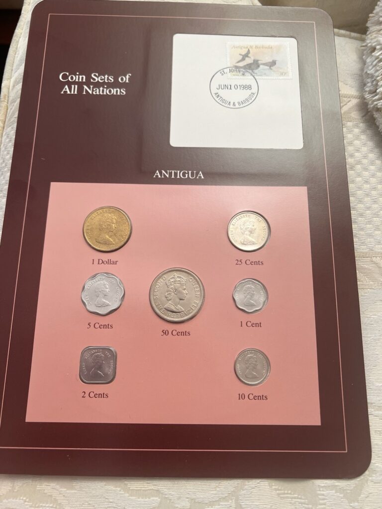 Read more about the article Coin Sets of All Nations Antigua E.C. w/card 1965-1983 UNC 50 cents 1965*Lot 2 A