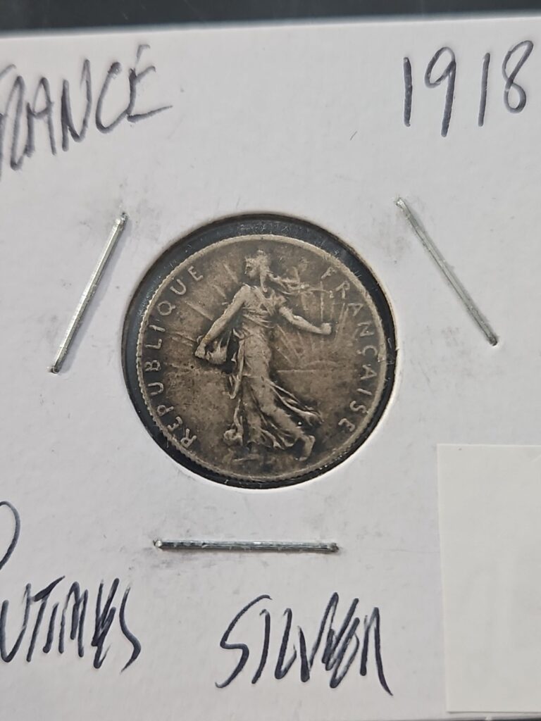 Read more about the article 1918 France 50 Centimes Silver (.835)Coin (KM.#854)