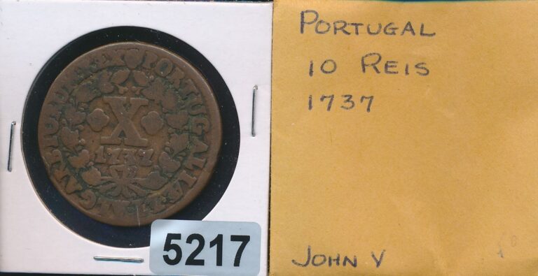 Read more about the article PORTUGAL – 1737 – 10 REIS – JOHN 5 – #5217