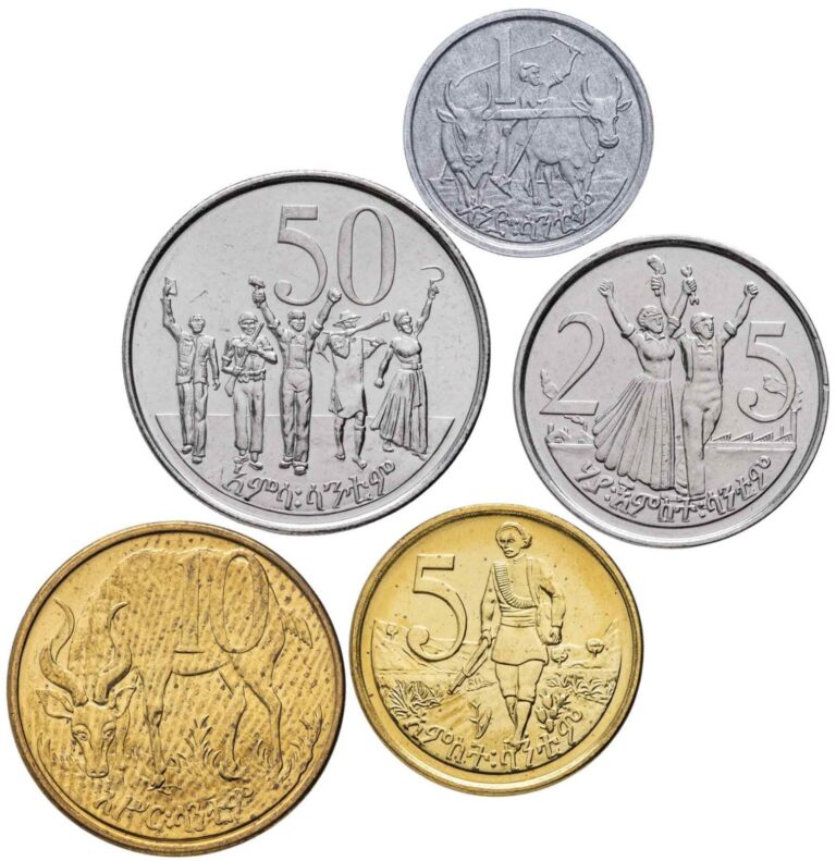 Read more about the article Ethiopia. Coins set #1 (5 coins. aUnc-Unc) 2000-2010