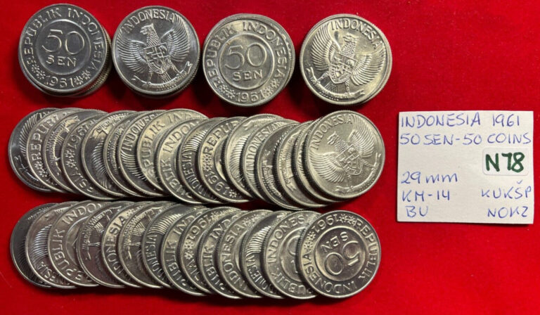 Read more about the article N78 Indonesia; 50 Coins from Mint Bag – 50 Sen 1961  KM#14 BU