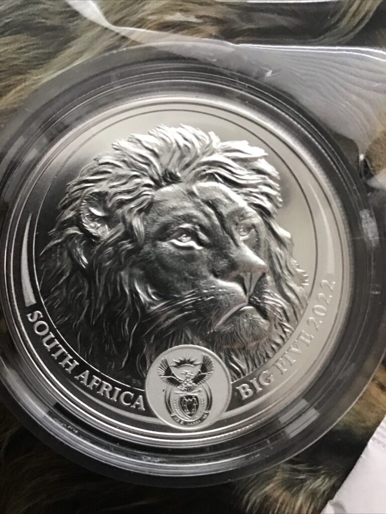 Read more about the article 2022 South Africa The Big Five (5) LION 1 oz Silver Coin in Blister Pack – New