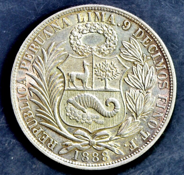 Read more about the article HIGH GRADE HISTORIC WORLD SILVER! FULL LUSTER 1888 T F LIMA PERU SILVER UN SOL