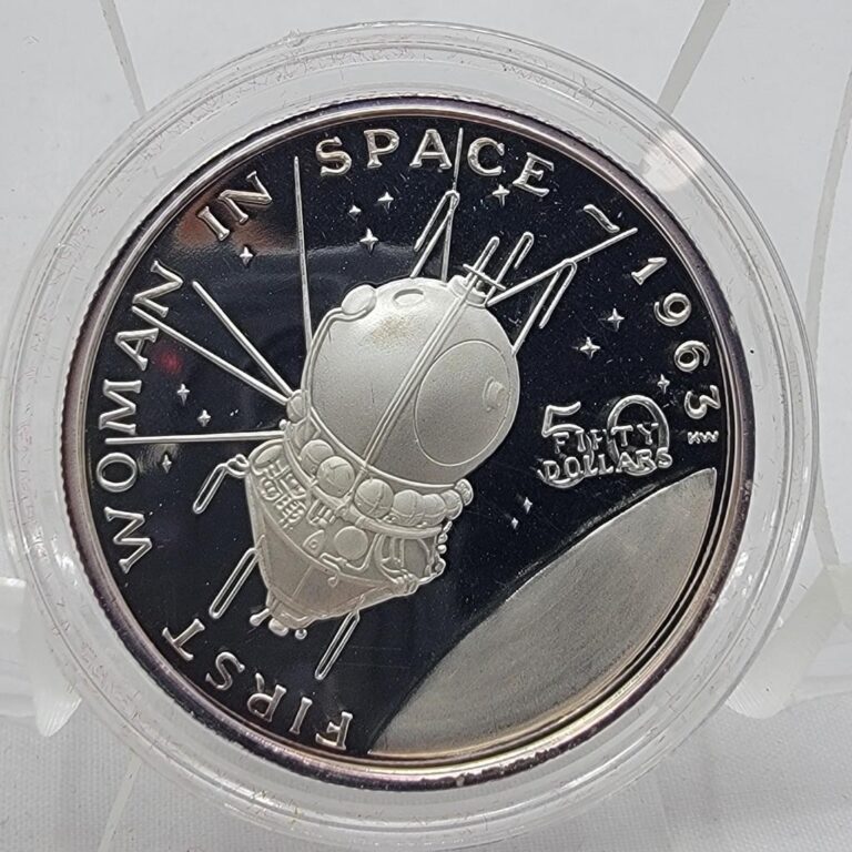 Read more about the article 1989 $50 Marshall Islands  1st WOMEN IN SPACE 1963  .999 Silver  EE21.24