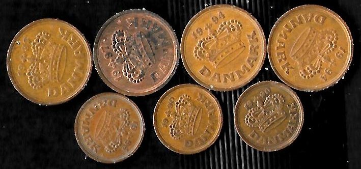 Read more about the article Denmark Seven (7) Vintage Coins (50 and 25 Ore) as shown various dates – kha045