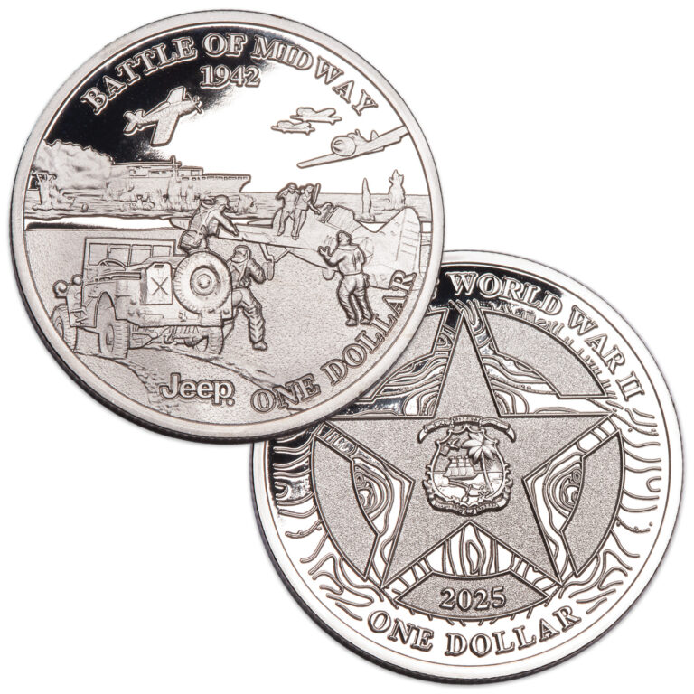 Read more about the article 2025 Liberia Jeep Battles of World War II Battle of Midway Prooflike $1 Coin