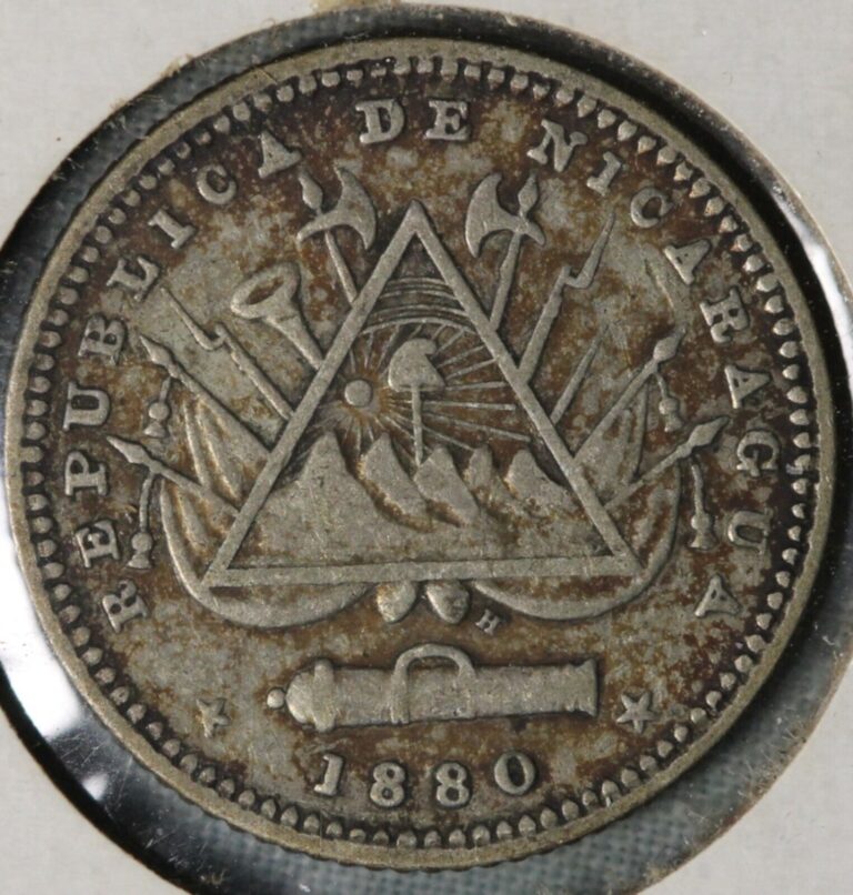 Read more about the article Nicaragua 1880  H~ Silver 10 Centavos ~ KM# 3 ~  Scarce ~ Nice Grade