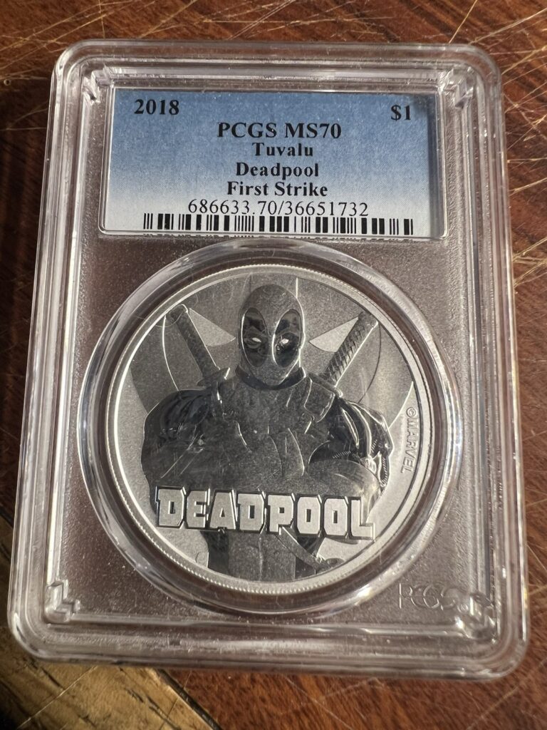 Read more about the article 2018 PCGS MS70 – TUVALU – 1 oz SILVER Marvel Deadpool $1 Coin- First Strike
