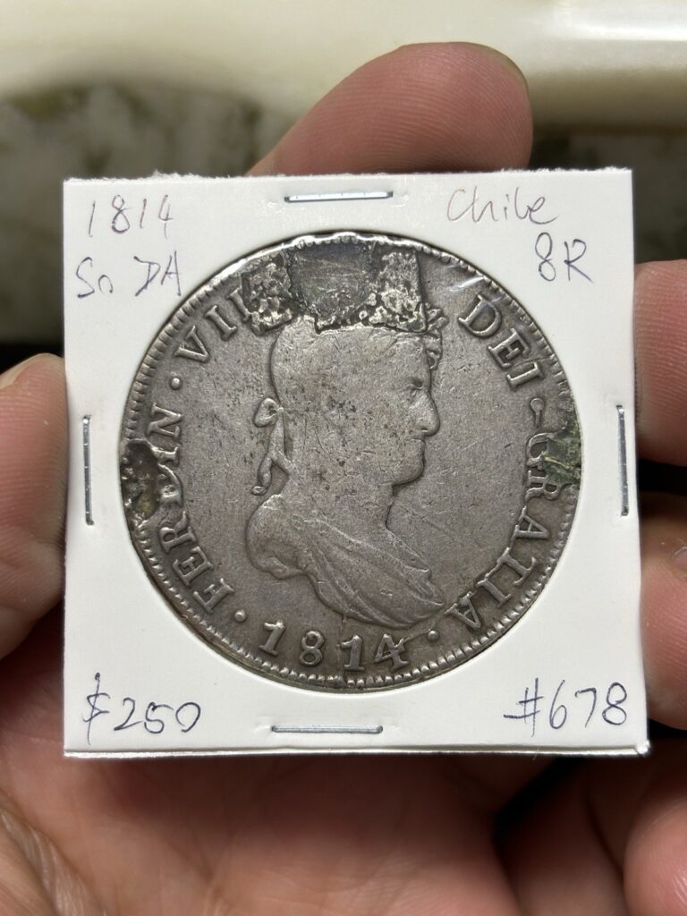 Read more about the article 1814 So FJ Chile 8 Reales Silver Coin Damaged