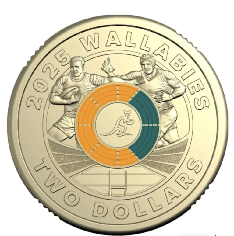 Read more about the article Wallabies 2025 Rugby Coin Rebel Sport $2 Two Dollar Wallabys Australia – aUNC