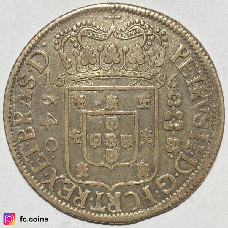 Read more about the article BRAZIL – 640 Reis 1696 (Bahia) AU – Silver Coin – @fc.coins