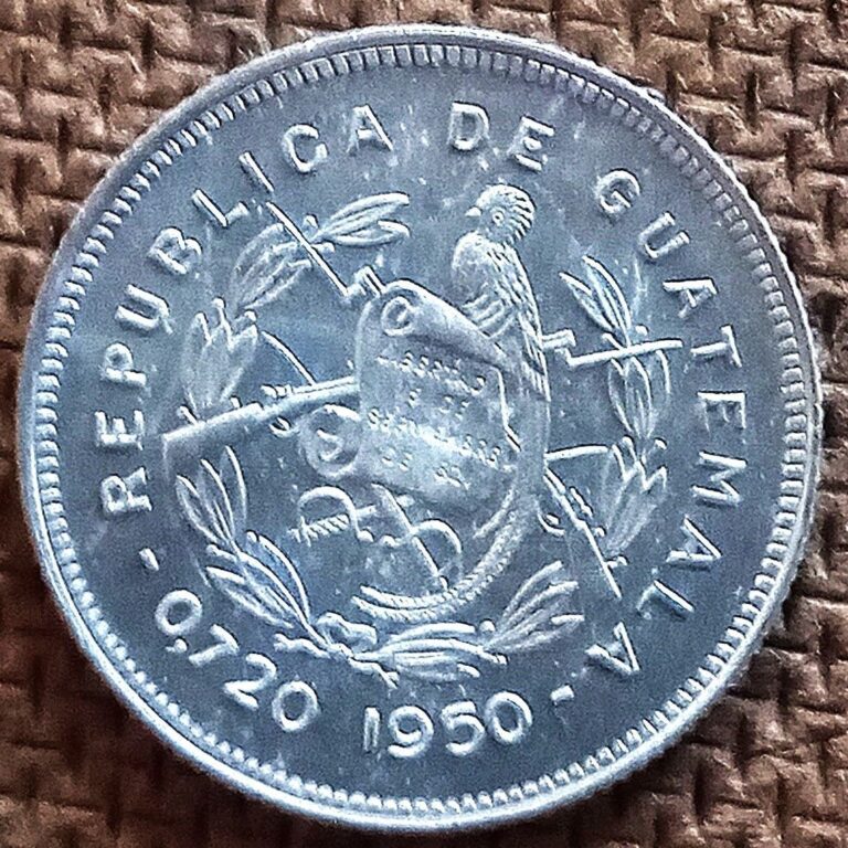 Read more about the article VINTAGE GEM BU GUATEMALA 1950 .720 SILVER 25 CENTAVOS SCARCE FIRST YEAR of ISSUE
