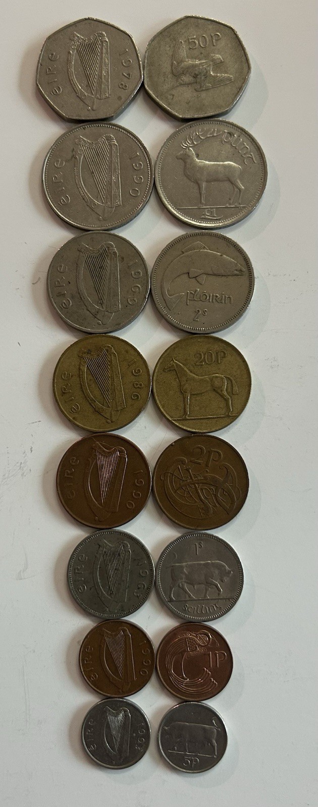 Read more about the article (16) Beautiful IRISH Coins From The 60’s To The 90’s With Animals Of Ireland.