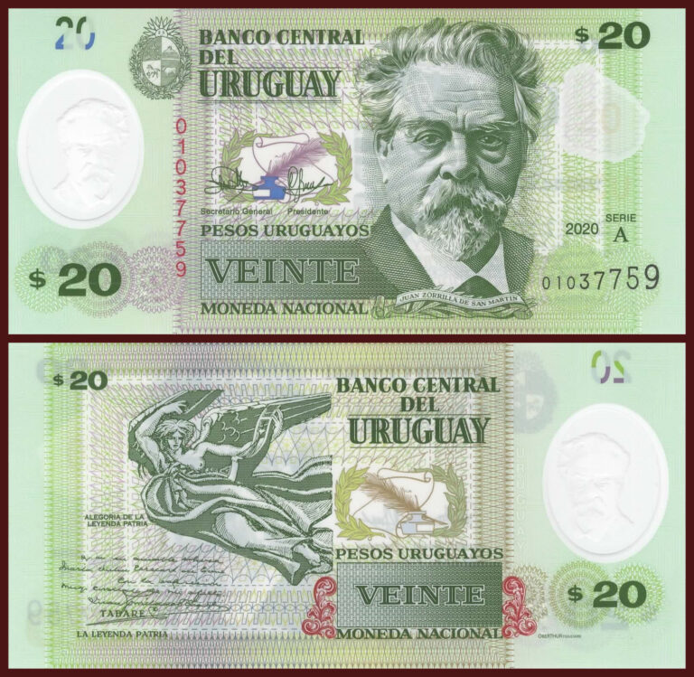 Read more about the article Uruguay 20 Pesos P-101 UNC Polymer South American Banknote