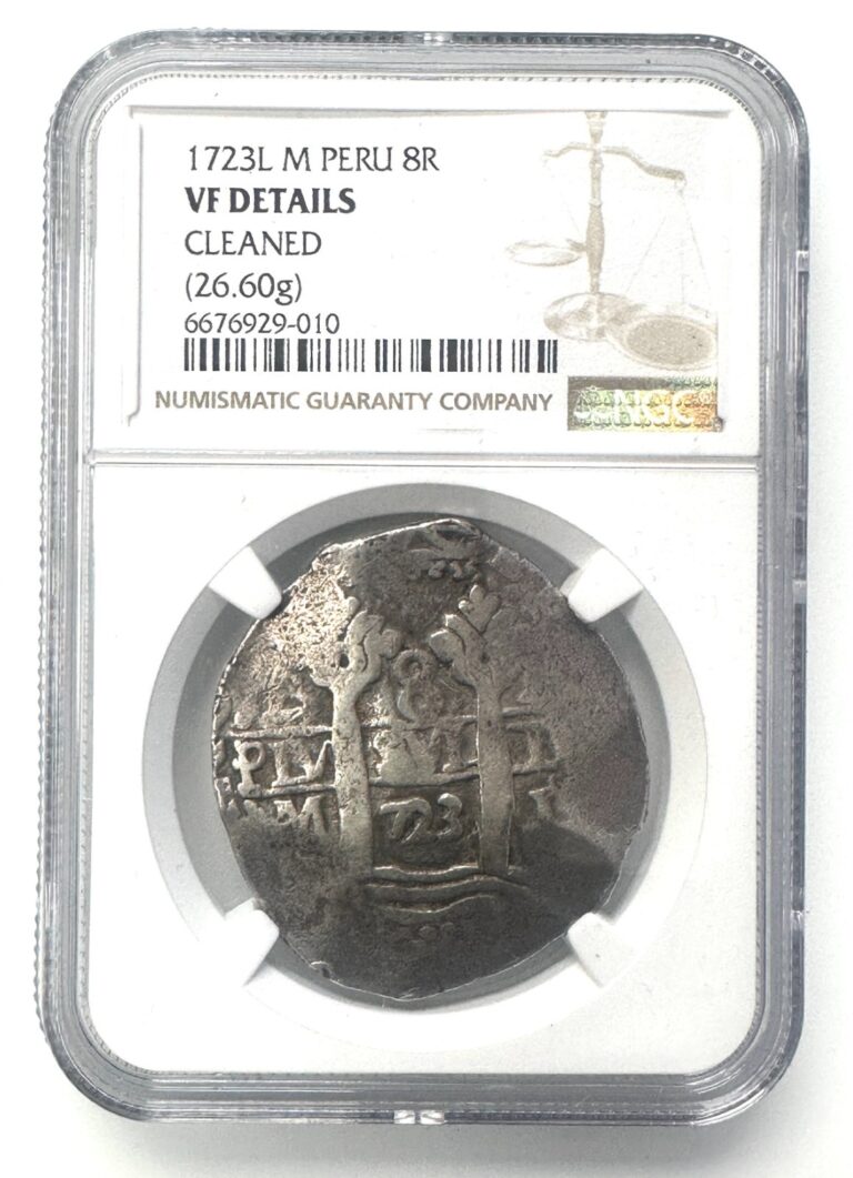 Read more about the article 1723 LM PERU 8 REALES Philip V NGC VF DETAILS (26.60g) SILVER COIN