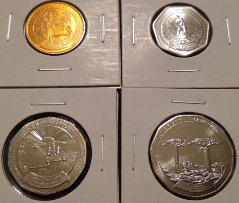 Read more about the article 1992 1994 madagascar 4 coin mint set 5 10 20 50 Ariary bu uncirculated tough era