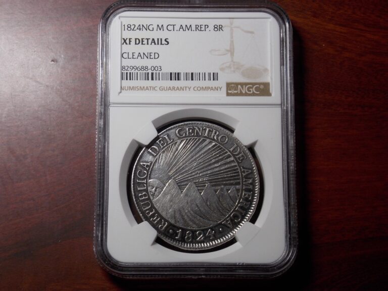 Read more about the article 1824 Central American Republic Guatemala 8 Real silver coin  NGC XF