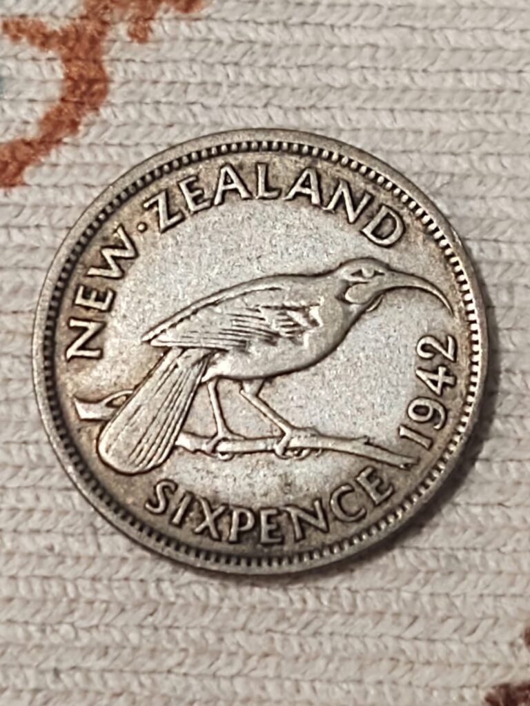 Read more about the article 1942 New Zealand Silver Sixpence Coin Almost UNC Toned LOW MINTAGE