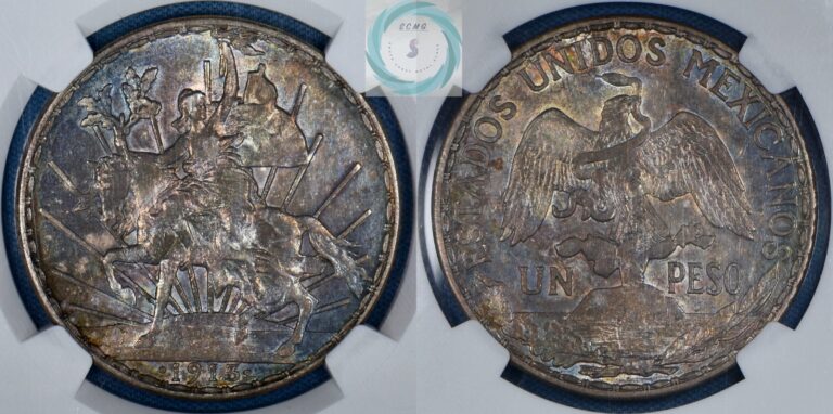 Read more about the article 1913 Mexican “Caballito” Un Peso NGC AU 55 – Stunning Mix of Vintage Colors