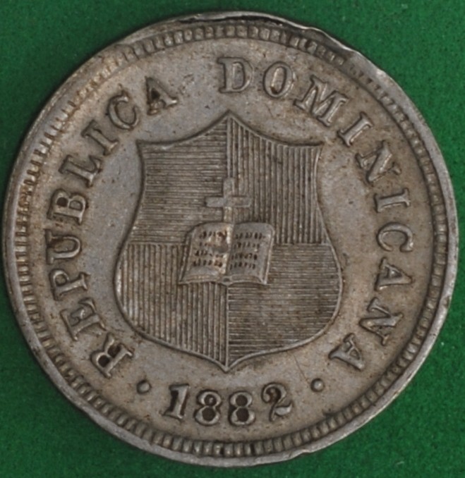 Read more about the article 1882 Dominican Republic 2 1/2 Centavos VF+ Details