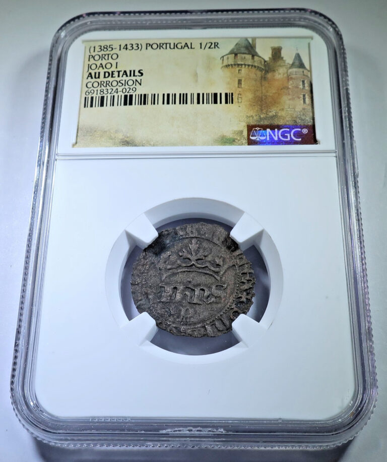Read more about the article NGC AU 1385-1433 Portugal 1/2 Real Genuine Antique 1300’s-1400’s Joao I Cob Coin