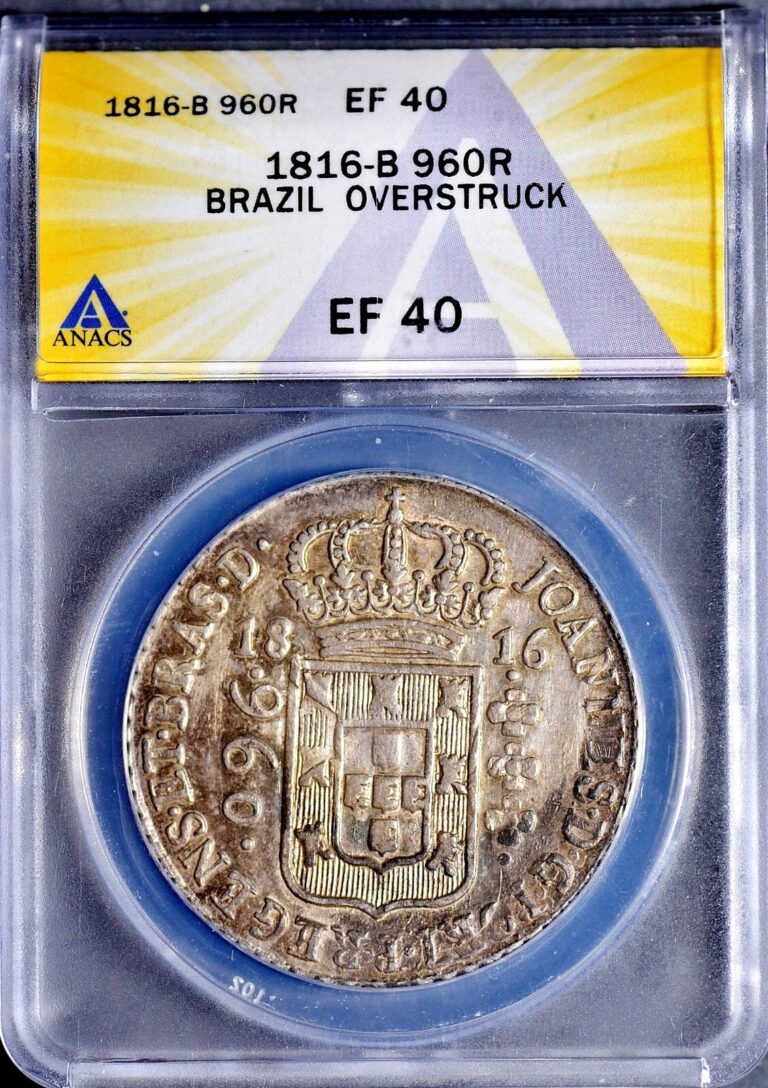 Read more about the article ANACS Certified 1816 B Silver BRAZIL 960 REIS “OVERSTRIKE” XF40 (NOT “Details”!)