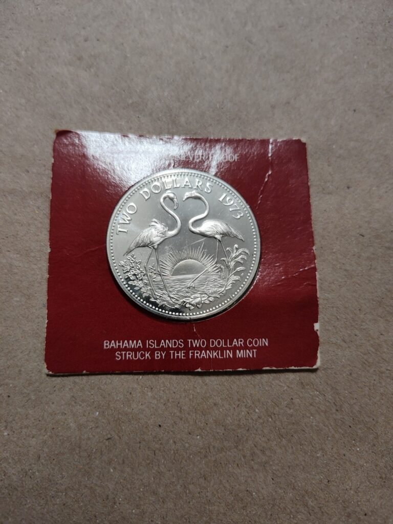 Read more about the article 1973 Bahamas 2 Dollar 925 Silver Proof Flamingo Coin – Franklin Mint